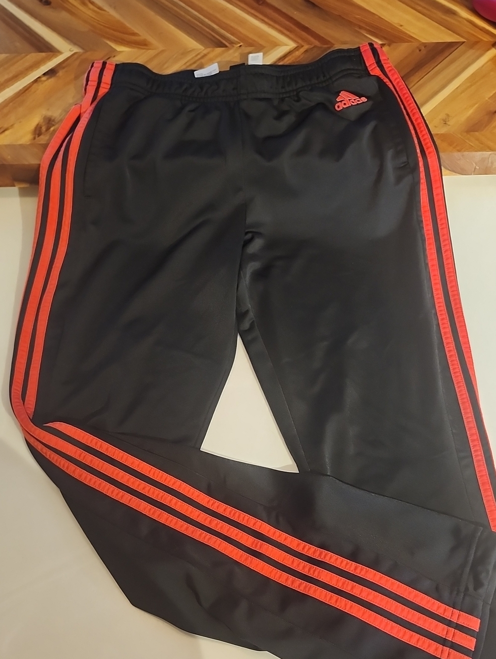 adidas Black Sweatpants with Red Side Stripes
